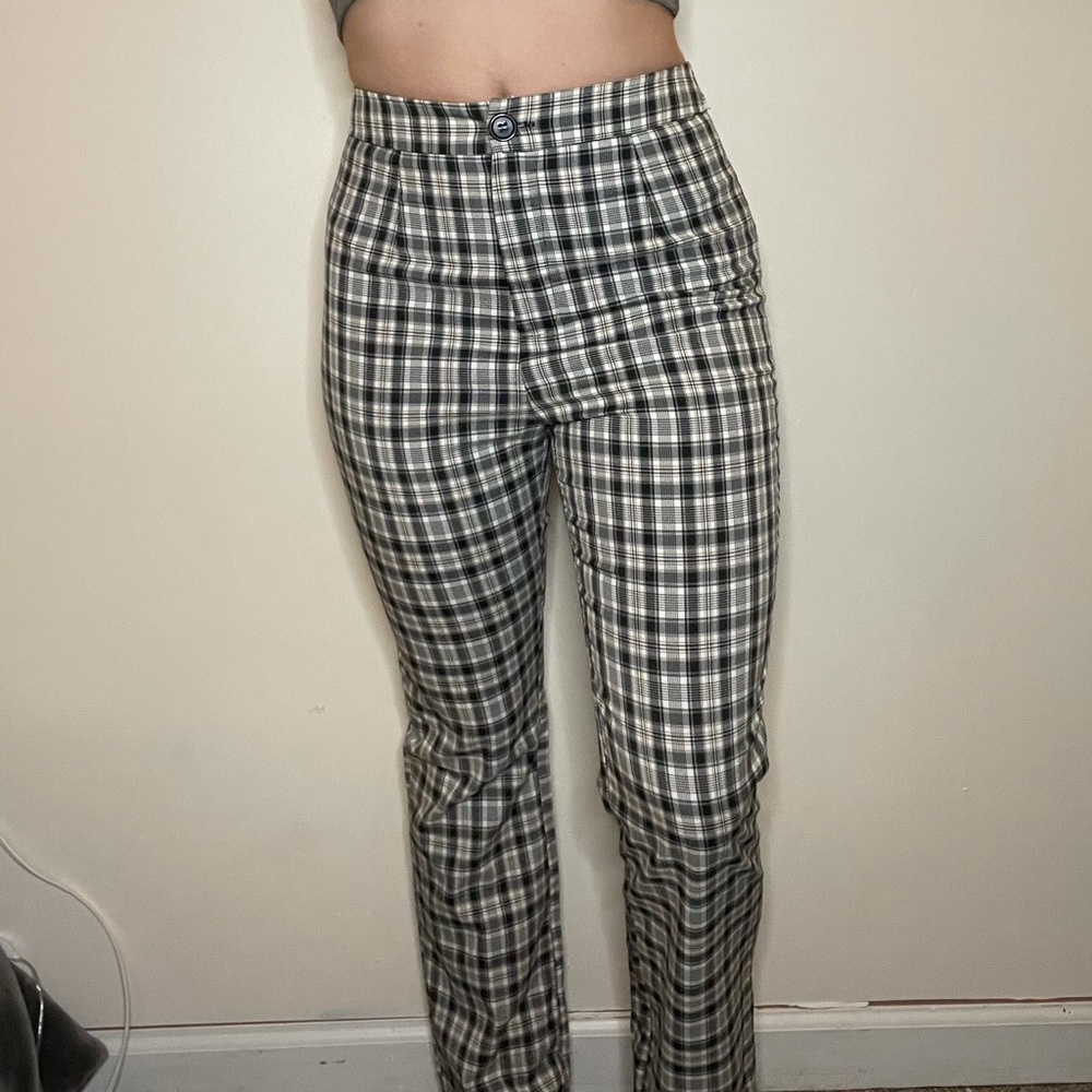 SHEIN flare plaid pants